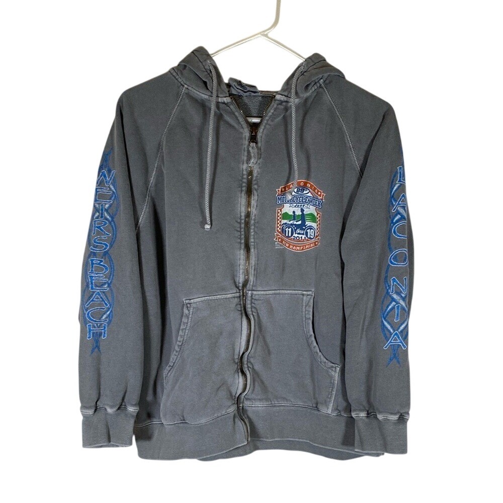 Weirs beach Laconia 2011 Bike Week double sided zip up sweatshirt small unisex